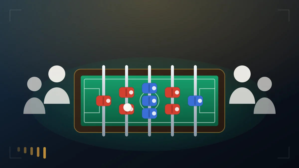 Barres arrière en quadrillage devant les buts sur une table de baby-foot