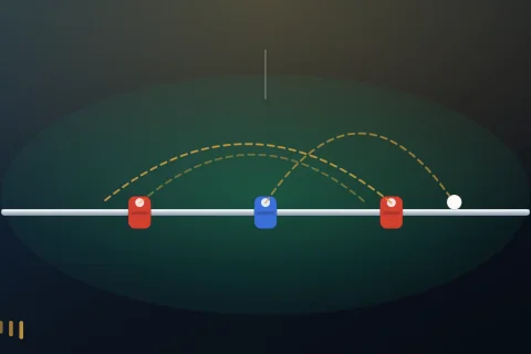 Trajectoires de passes et de tirs au-dessus d'une barre de baby-foot